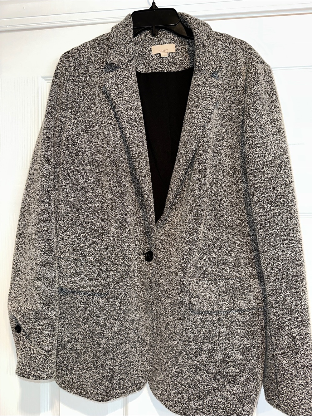 LOFT Gray Speckled Knit Blazer